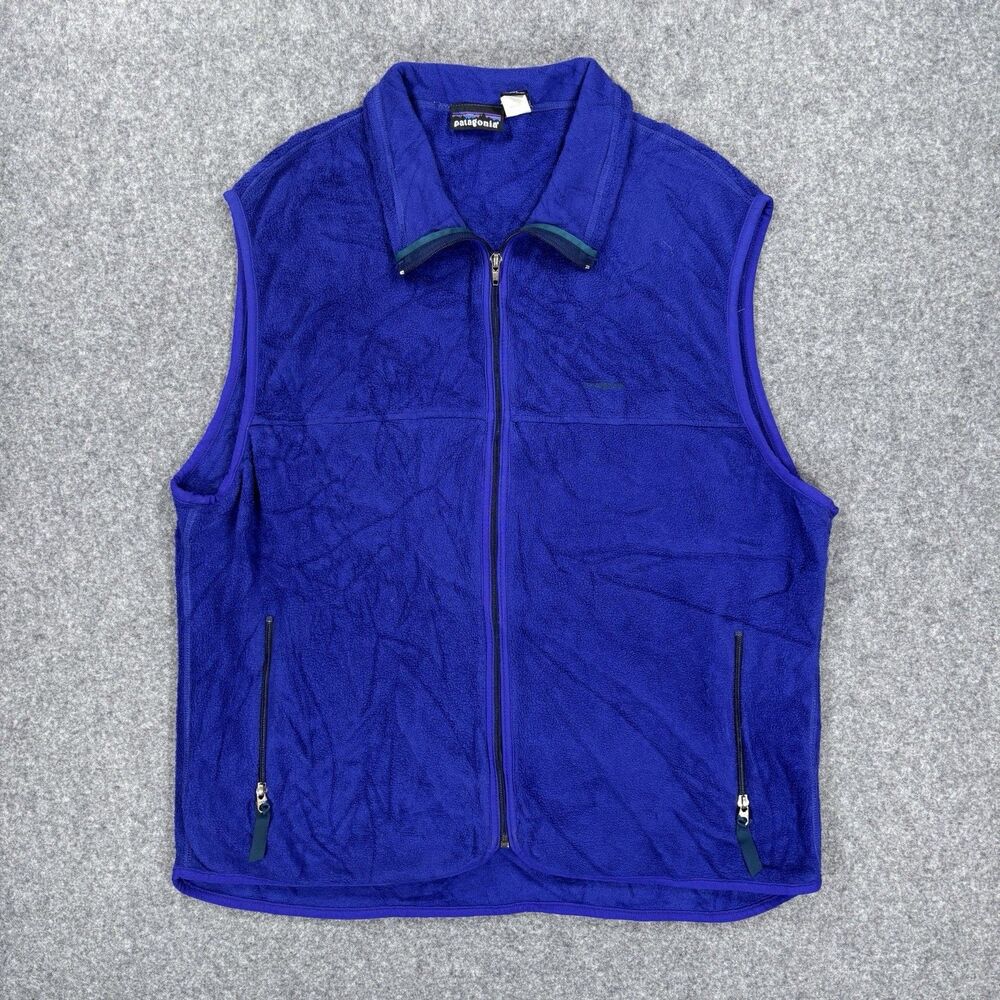 Vintage 90s Patagonia Vest Mens XL Purple Zip Up Fleece Outdoor USA Made 25170